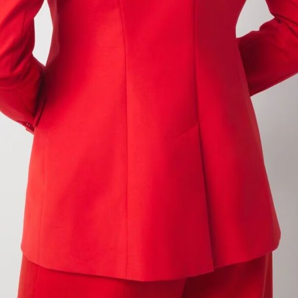 WHBM $195 One-Button Blazer Jacket Red Flamenco 8 12 - Picture 8 of 8